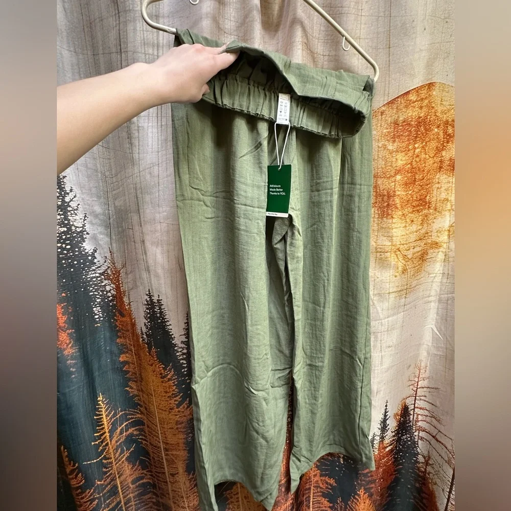 Wide Leg Olive Green Palazzo Pants - Women - Picture 6 of 9